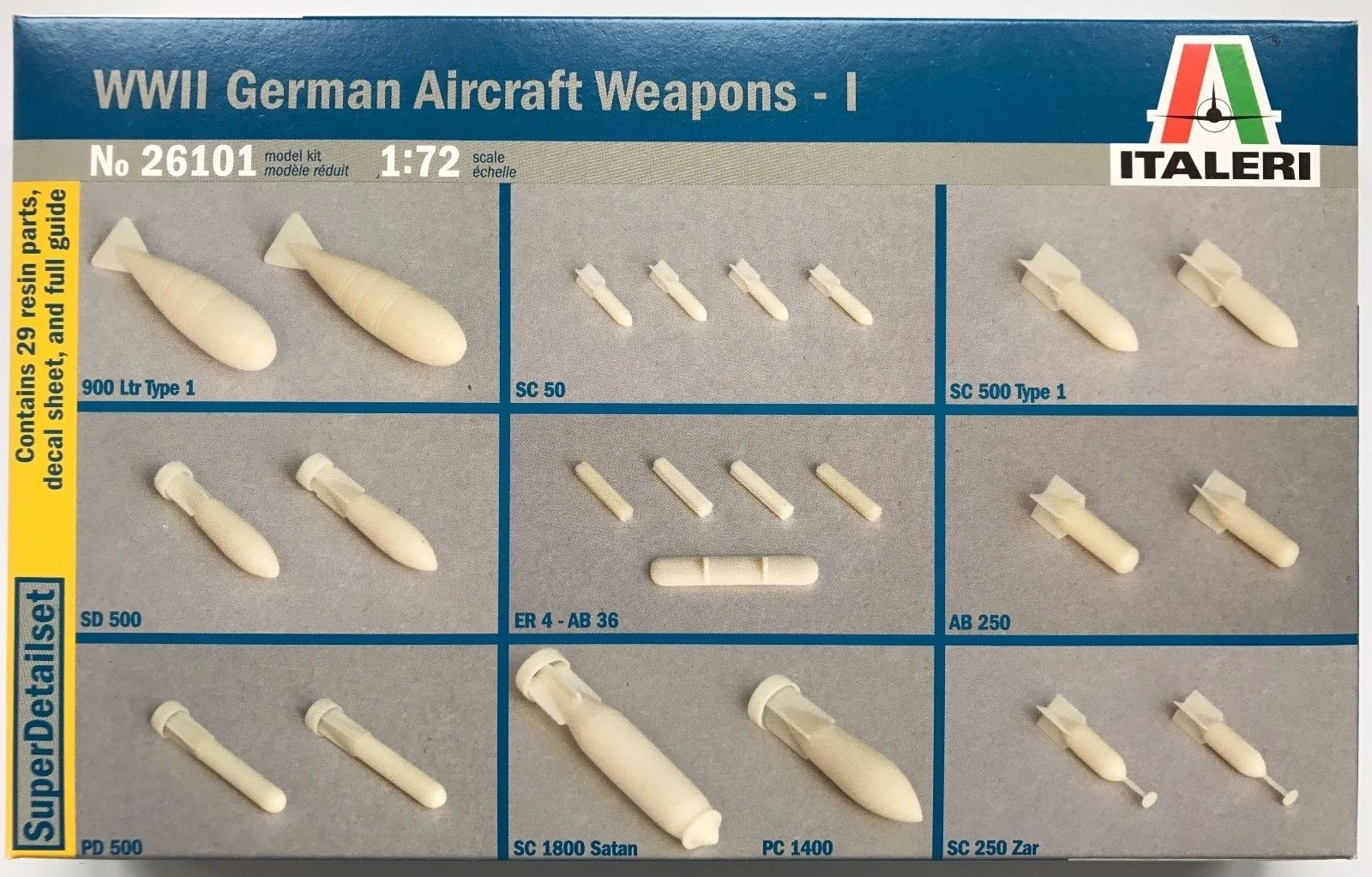Italeri 26101 WWII German Aircraft Weapons Set No.I 1/72 Scale