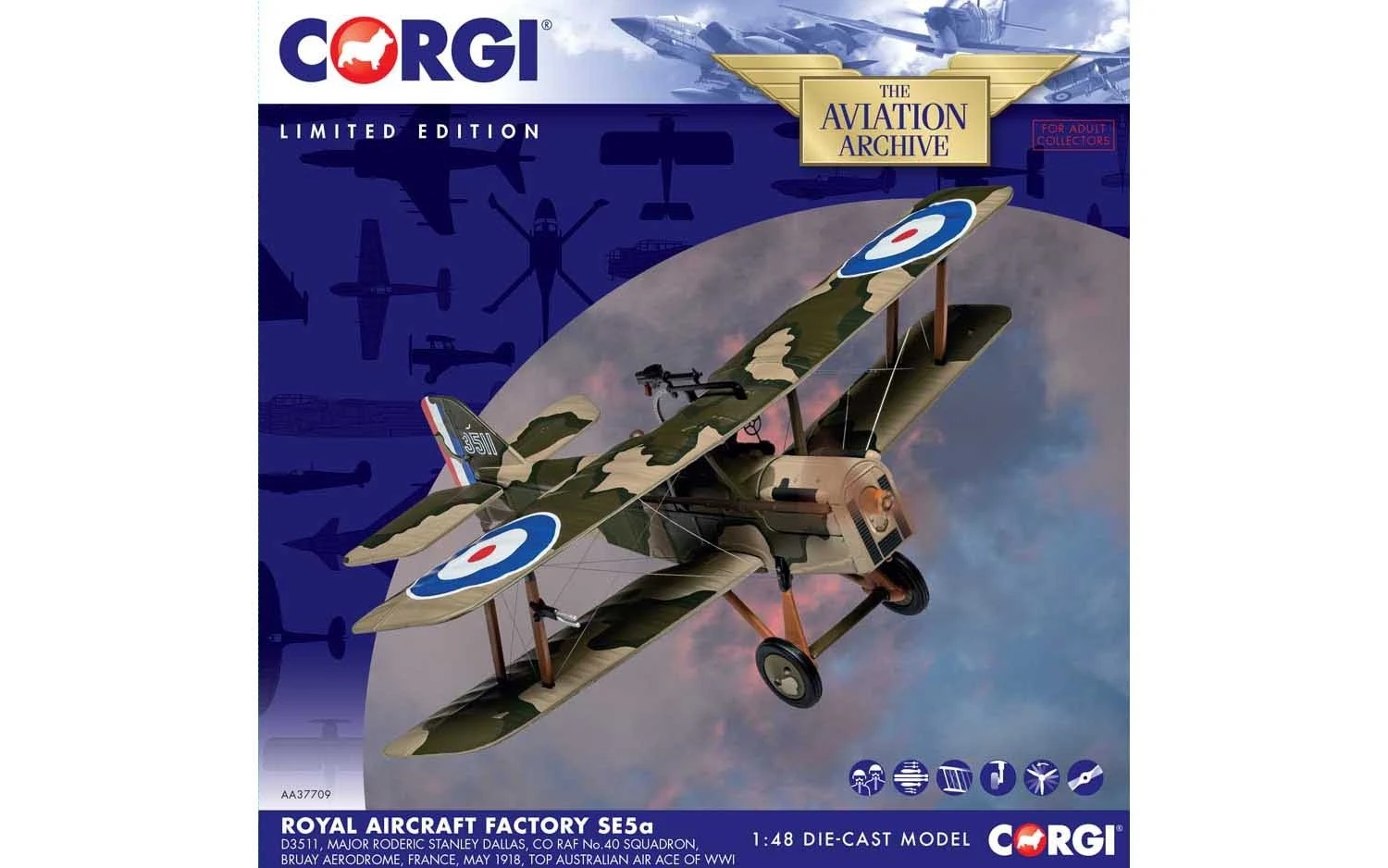 Corgi AA37709 SE5a D3511, Major R. S Dallas, CO RAF No.40 Squadron, Bruay Aerodrome, France 7 Corgi AA37709 SE5a D3511, Major R. S Dallas, CO RAF No.40 Squadron, Bruay Aerodrome, France - Image 5