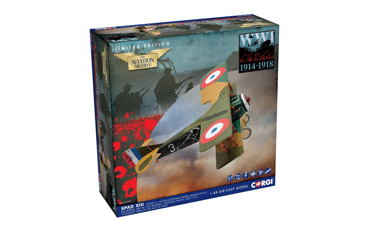 Corgi AA37909 Spad XIII ‘White 3’ – ‘The Reapers’ 5 Corgi AA37909 Spad XIII ‘White 3’ – ‘The Reapers’ - Image 3
