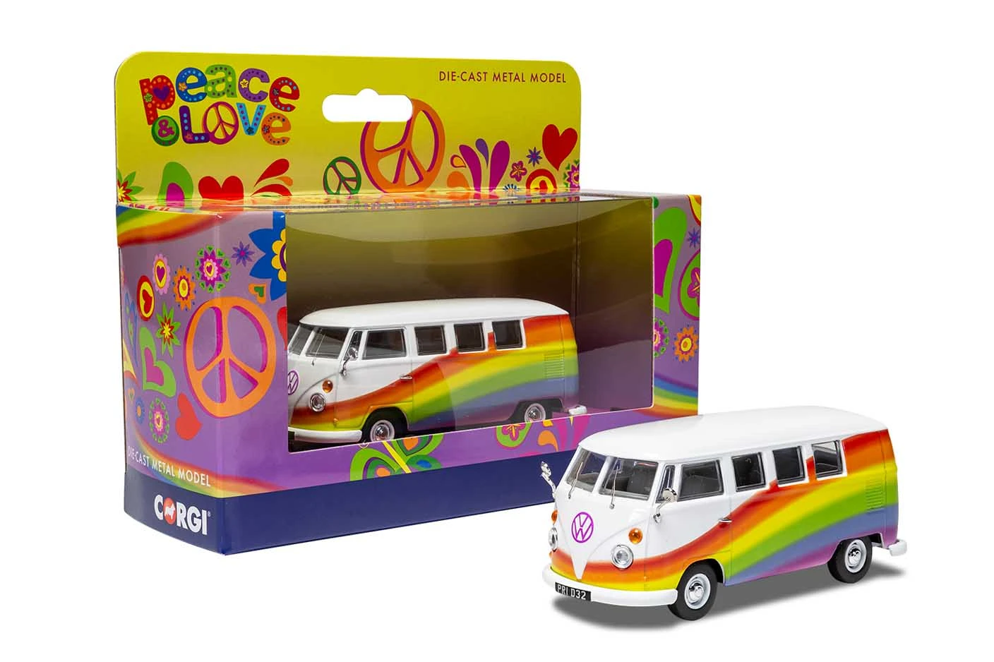 CORGI CC02739 VW Campervan Peace Love And Rainbows 4 CORGI CC02739 VW Campervan Peace Love And Rainbows - Image 2