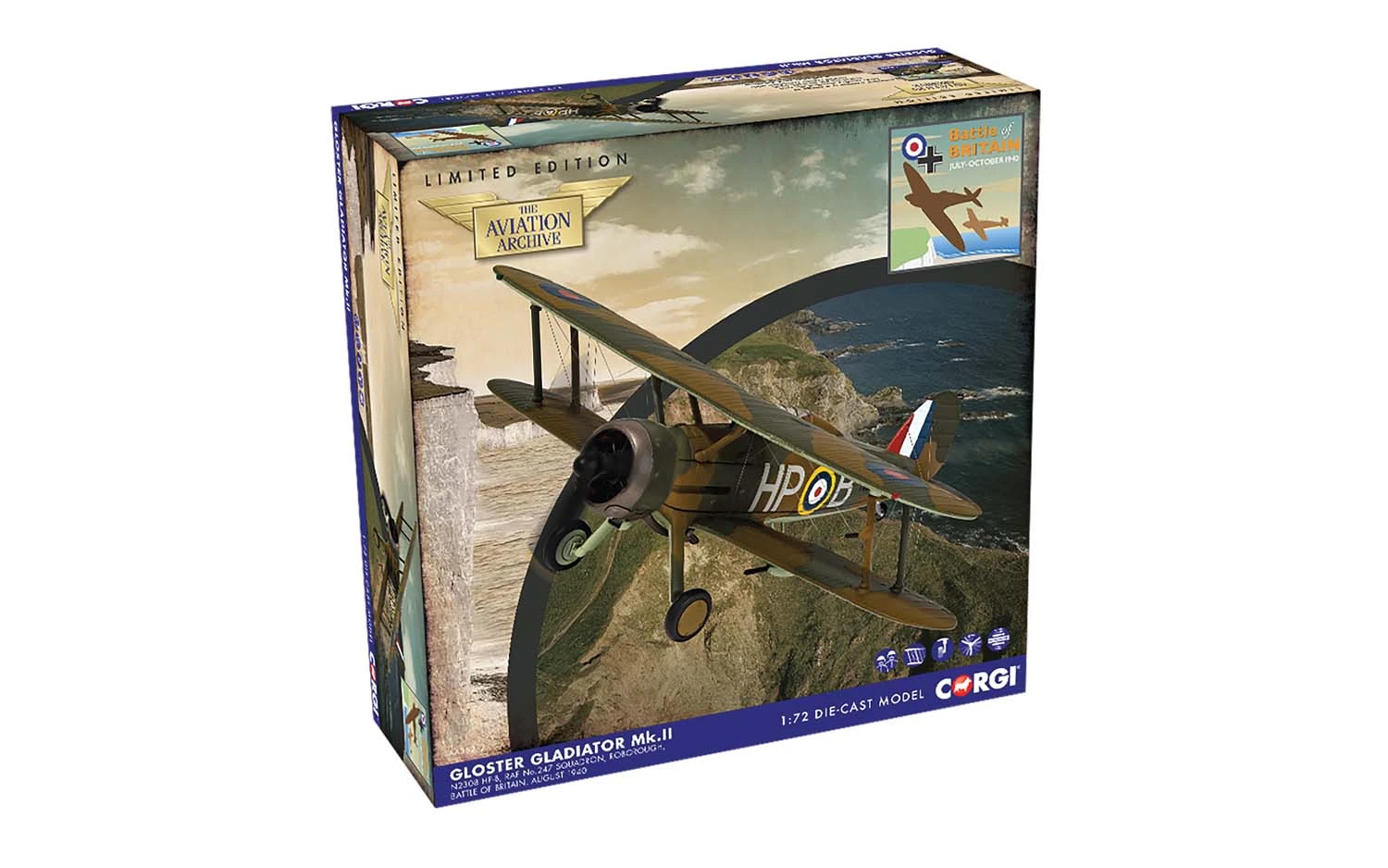 Corgi AA36212 Gloster Gladiator Mk.II N2308 HP-B, RAF No.247 Squadron, Battle Of Britain 3 Corgi AA36212 Gloster Gladiator Mk.II N2308 HP-B, RAF No.247 Squadron, Battle Of Britain