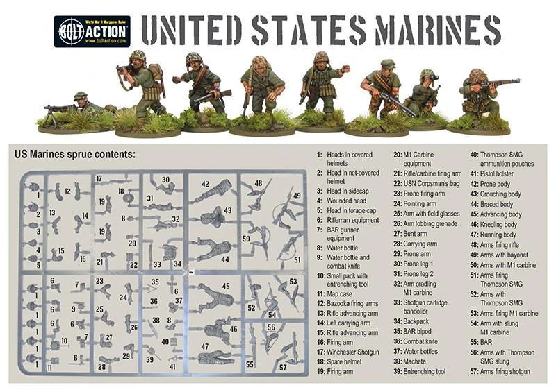 Warlord Games Bolt Action WGB-AI-06 US MARINES WW2 Pacific Theatre 1/56 5 Warlord Games Bolt Action WGB-AI-06 US MARINES WW2 Pacific Theatre 1/56 - Image 3